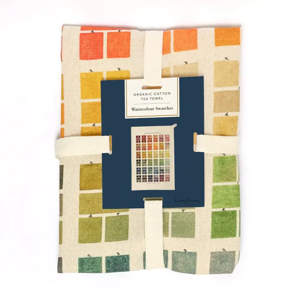 Roomytown Watercolour Swatches Organic Cotton Tea Towel